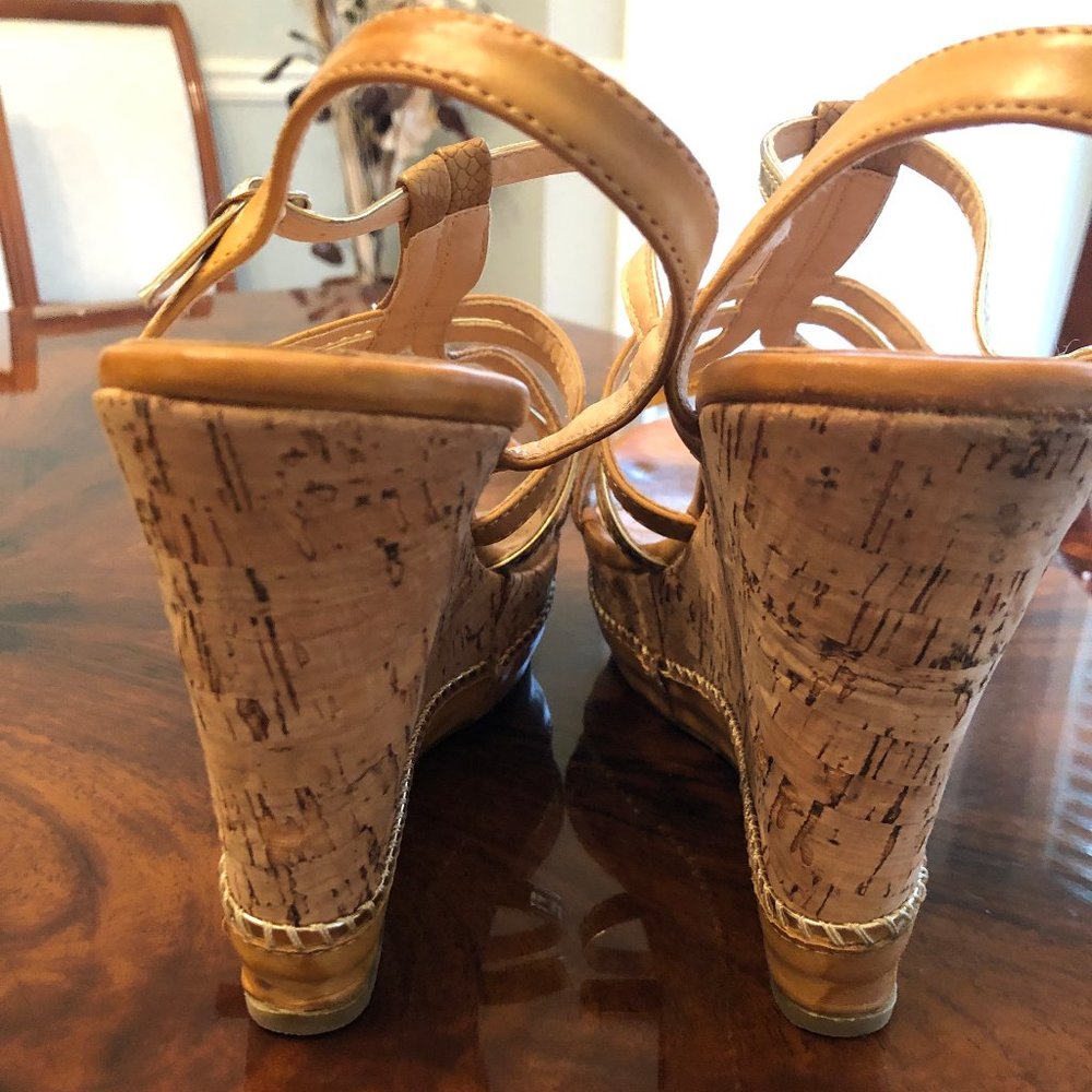 Tan and Gold Cork Wedge - Picture 3 of 5
